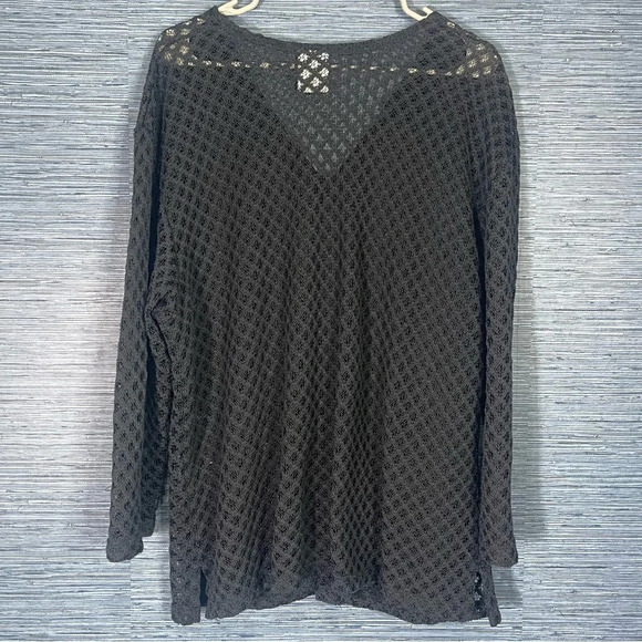 Baltex Long sleeve Black button Front Swimsuit Cover Open Knit Cardigan XL - Picture 4 of 5